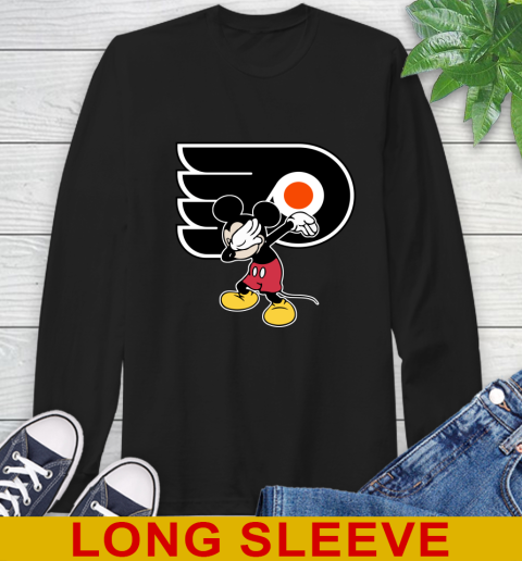 Philadelphia Flyers NHL Hockey Dabbing Mickey Disney Sports Long Sleeve T-Shirt 2
