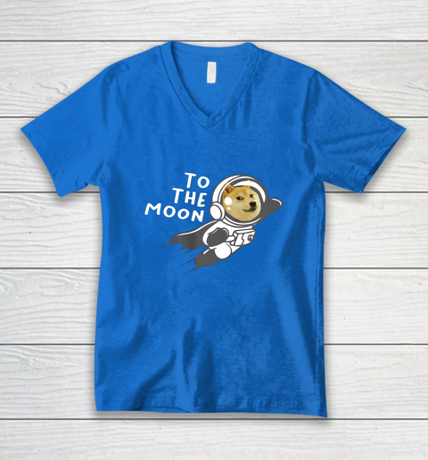 Dogecoin to the Moon Shirt Hodl Doge Coin Crypto Currency V-Neck T-Shirt 5