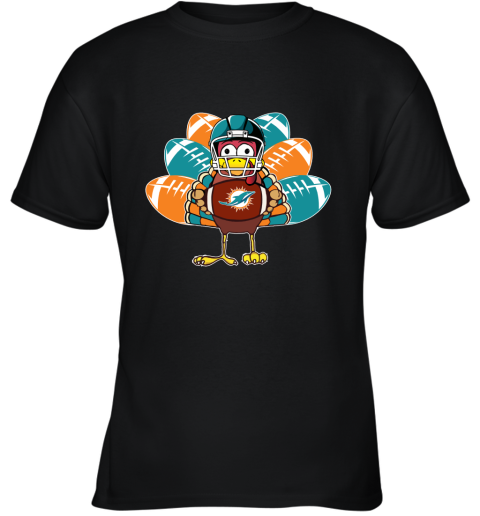 Miami Dolphins Turkey Football Thanksgiving Youth T-Shirt