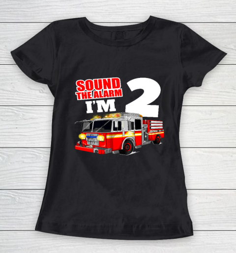 Kids Fire Truck 2nd Birthday T Shirt Boy Firefighter 2 Years Old Women's T-Shirt
