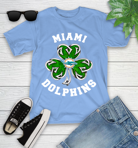 NFL Miami Dolphins Three Leaf Clover St Patrick's Day Football Sports Youth T-Shirt 15