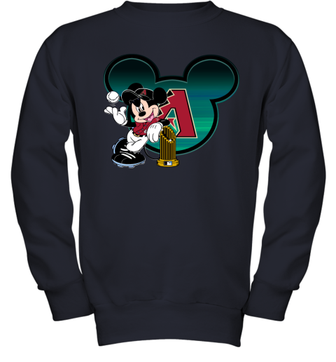MLB Arizona Diamondbacks The Commissioner's Trophy Mickey Mouse Disney Baseball T Shirt SzyFm3J9sC7 youth sweatshirt 47 95 151514 front navy