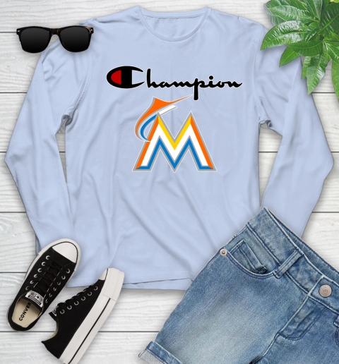 MLB Baseball Miami Marlins Champion Shirt Youth Long Sleeve 6