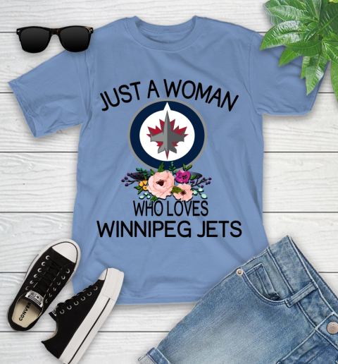 NHL Just A Woman Who Loves Winnipeg Jets Hockey Sports Youth T-Shirt 9