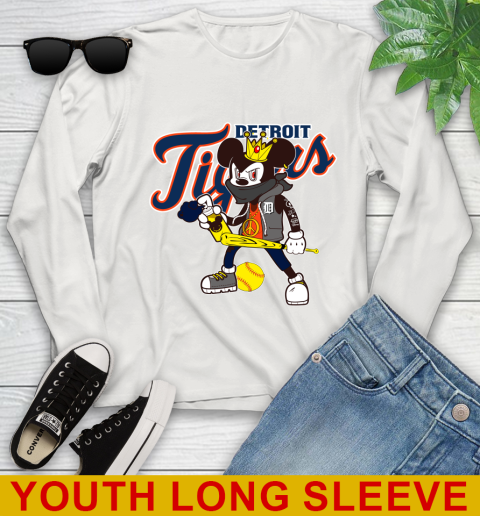 Detroit Tigers MLB Baseball Mickey Peace Sign Sports Youth Long Sleeve 12