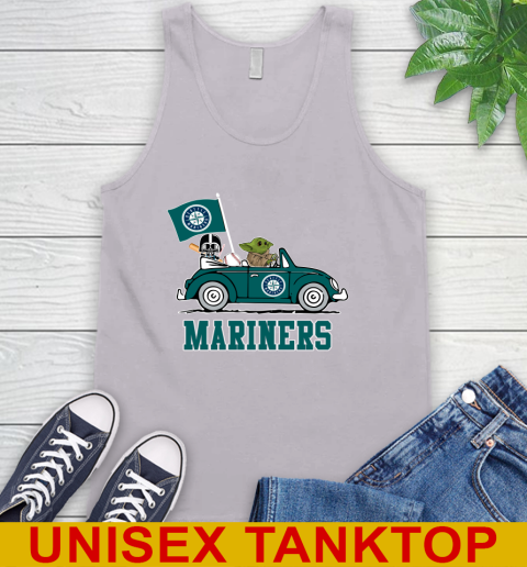 MLB Baseball Seattle Mariners Darth Vader Baby Yoda Driving Star Wars Shirt Tank Top 4