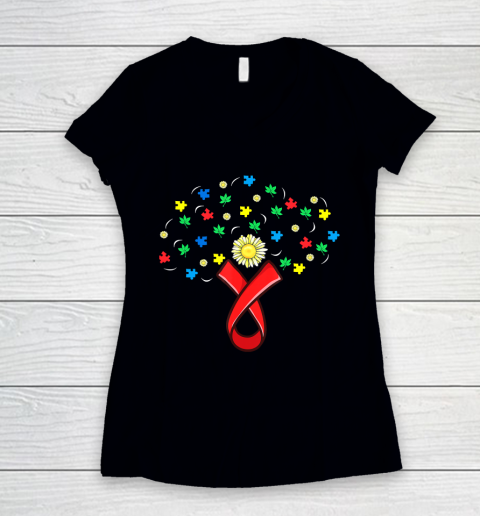 Autism Awareness Sunflower Women's V-Neck T-Shirt
