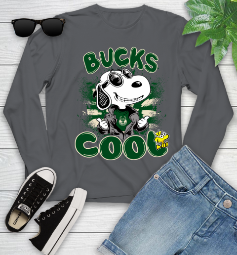NBA Basketball Milwaukee Bucks Cool Snoopy Shirt Youth Long Sleeve 8