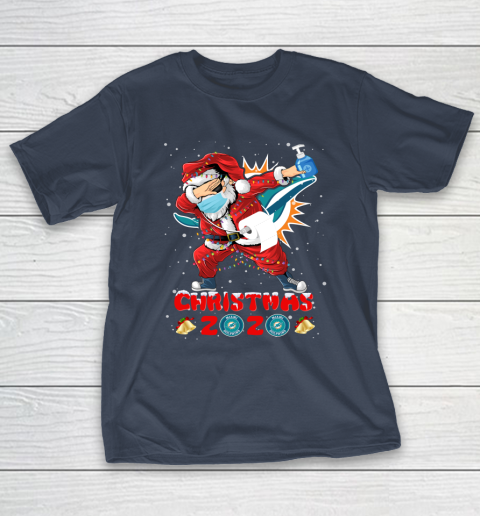 Miami Dolphins Funny Santa Claus Dabbing Christmas 2020 NFL T-Shirt 3
