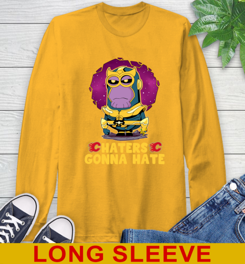 NHL Hockey Calgary Flames Haters Gonna Hate Thanos Minion Marvel Shirt Long Sleeve T-Shirt 4 NHL Hockey Calgary Flames Haters Gonna Hate Thanos Minion Marvel Shirt Long Sleeve T-Shirt - Image 4