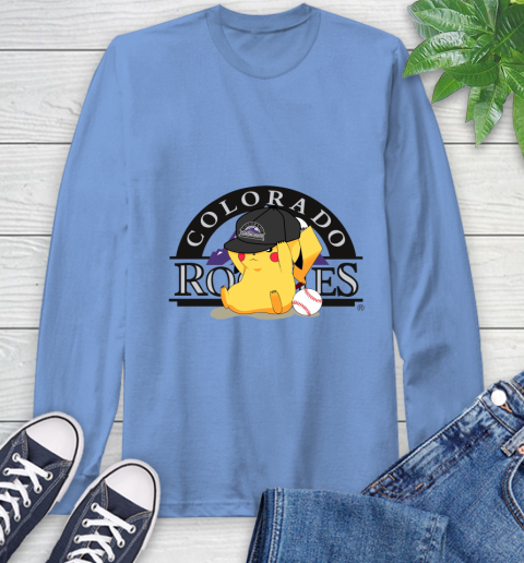 MLB Pikachu Baseball Sports Colorado Rockies Long Sleeve T-Shirt 11