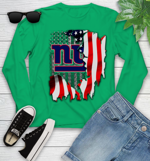 New York Giants NFL Football American Flag Youth Long Sleeve 7