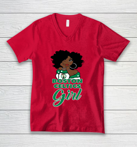 Boston Celtics Girl NBA V-Neck T-Shirt 7