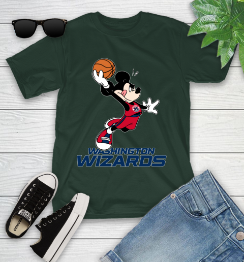 NBA Basketball Washington Wizards Cheerful Mickey Mouse Shirt Youth T-Shirt 5