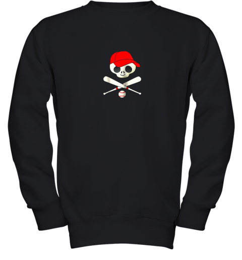 Baseball Jolly Roger Pirate Shirt Funny Skull Youth Sweatshirt