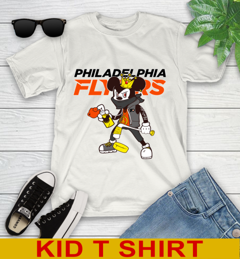 Philadelphia Flyers NHL Hockey Mickey Peace Sign Sports Youth T-Shirt