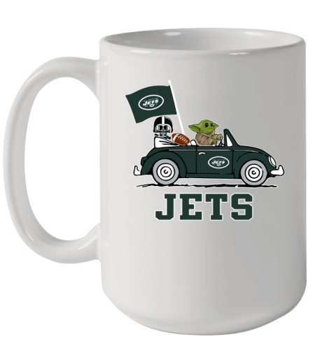 NFL Football New York Jets Darth Vader Baby Yoda Driving Star Wars Shirt Ceramic Mug 15oz