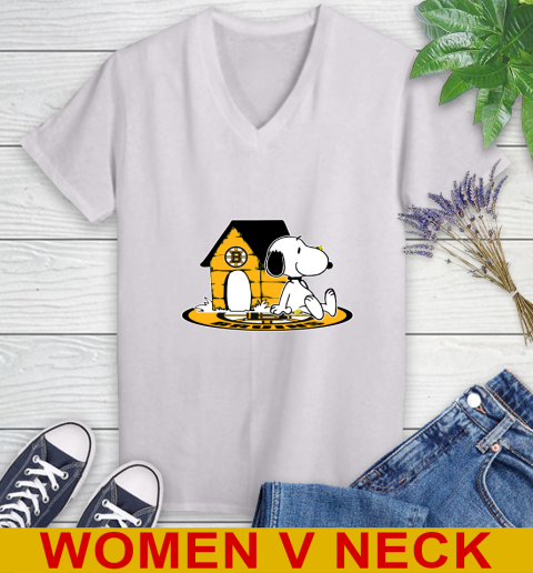 NHL Hockey Boston Bruins Snoopy The Peanuts Movie Shirt Women's V-Neck T-Shirt