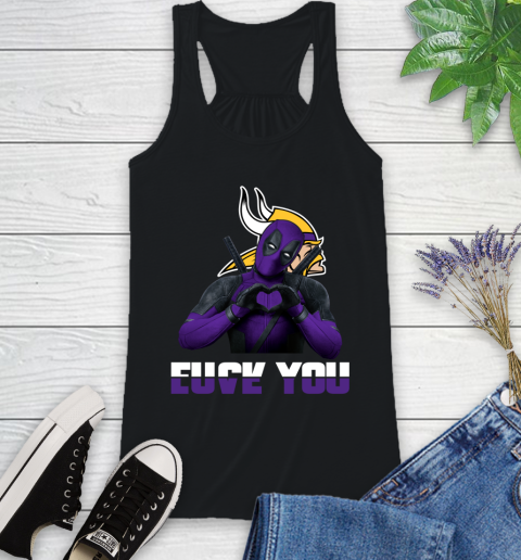 NHL Minnesota Vikings Deadpool Love You Fuck You Football Sports Racerback Tank