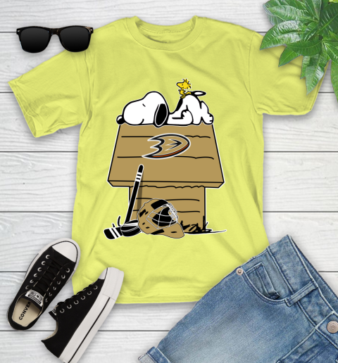Anaheim Ducks NHL Hockey Snoopy Woodstock The Peanuts Movie Youth T-Shirt 8