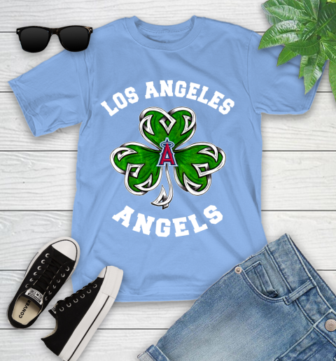 MLB Los Angeles Angels Three Leaf Clover St Patrick's Day Baseball Sports Youth T-Shirt 15