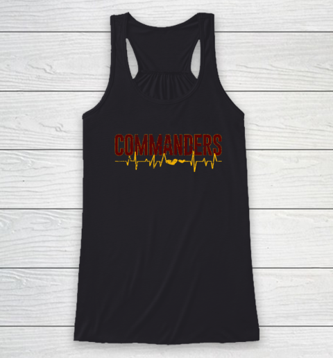 Vintage Commanders' Heart Beat Distressed Sports Spirit Racerback Tank
