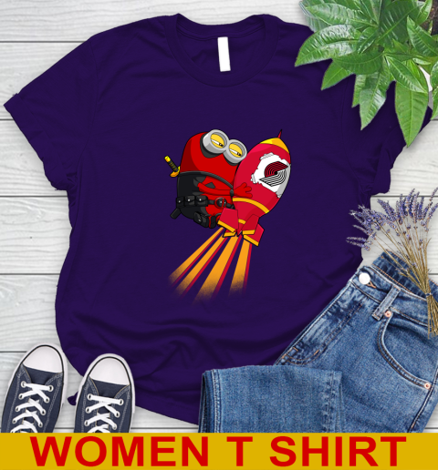 NBA Basketball Portland Trail Blazers Deadpool Minion Marvel Shirt Women's T-Shirt 4