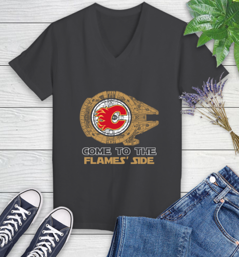 NHL Come To The Calgary Flames Wars Hockey Sports Women's V-Neck T-Shirt 8