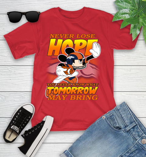 Denver Broncos NFL Football Mickey Disney Never Lose Hope Youth T-Shirt 13