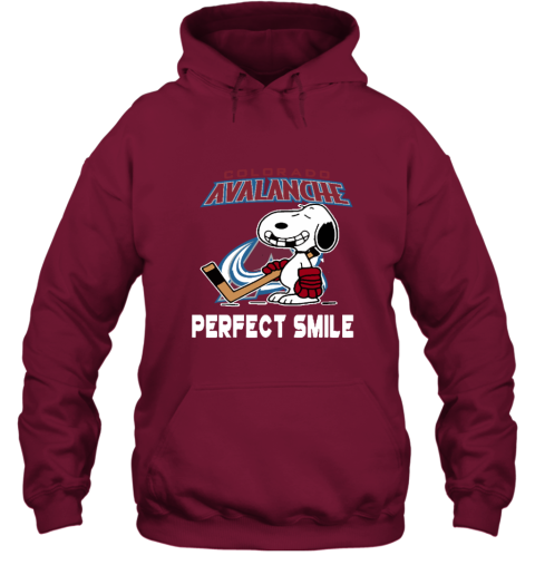 7mnn colorado avalanche snoopy perfect smile the peanuts hoodie 23 front cardinal red