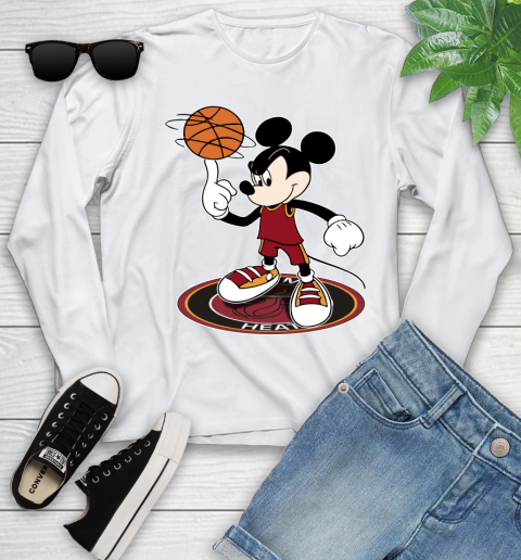 NBA Basketball Miami Heat Cheerful Mickey Disney Shirt Youth Long Sleeve 2