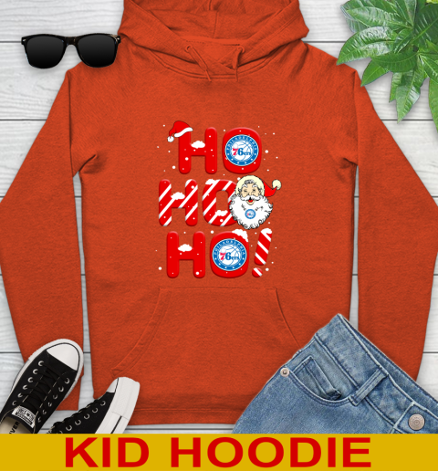 Philadelphia 76ers NBA Basketball Ho Ho Ho Santa Claus Merry Christmas Shirt Youth Hoodie 4