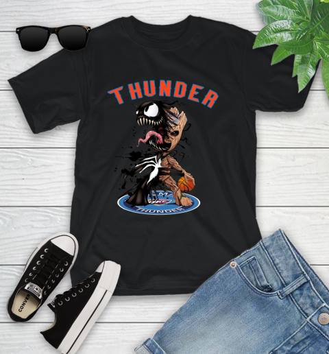 NBA Oklahoma City Thunder Basketball Venom Groot Guardians Of The Galaxy Youth T-Shirt 2
