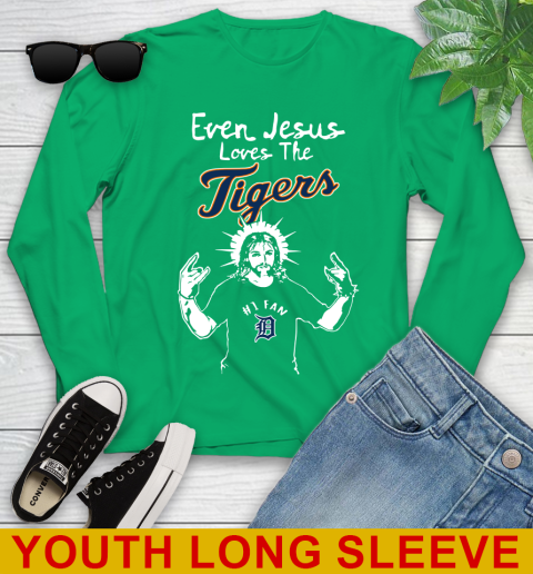 Detroit Tigers MLB Baseball Even Jesus Loves The Tigers Shirt Youth Long Sleeve 7