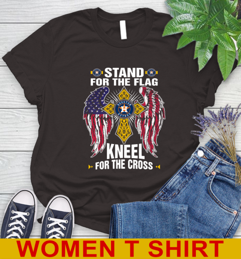 MLB Baseball Houston Astros Stand For Flag Kneel For The Cross Shirt Women's T-Shirt 9