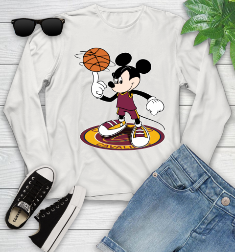 NBA Basketball Cleveland Cavaliers Cheerful Mickey Disney Shirt Youth Long Sleeve 12