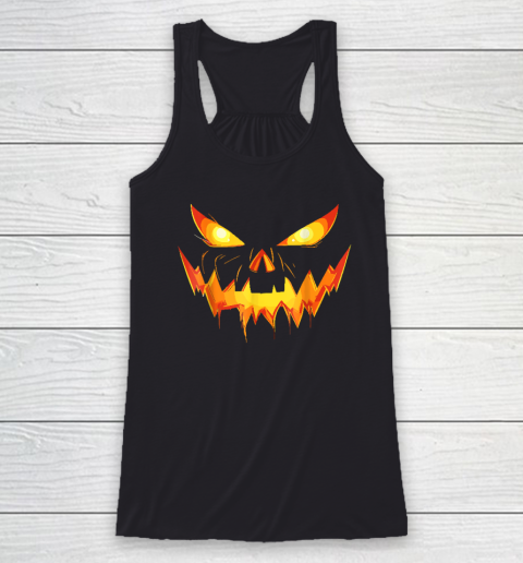 Halloween Costume Funny Jack O Lantern Face Pumpkin Scary Racerback Tank