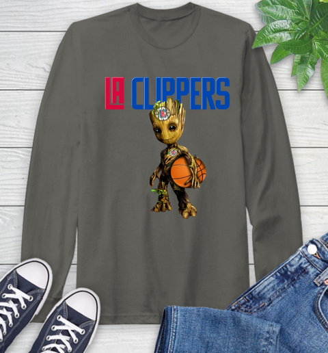 LA Clippers NBA Basketball Groot Marvel Guardians Of The Galaxy Long Sleeve T-Shirt 8