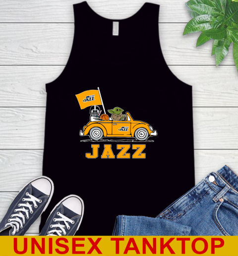 NBA Basketball Utah Jazz Darth Vader Baby Yoda Driving Star Wars Shirt Tank Top 2