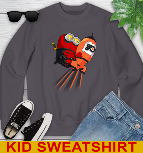 NHL Hockey Philadelphia Flyers Deadpool Minion Marvel Shirt Youth Sweatshirt 5