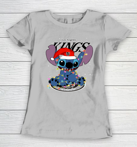 Los Angeles Kings NHL Hockey noel stitch Christmas Women's T-Shirt 3