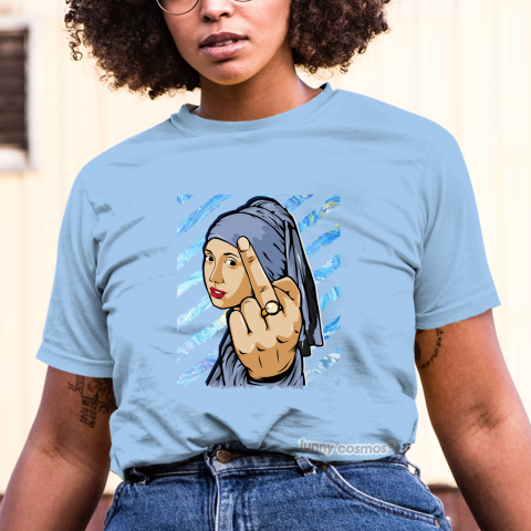 Air Jordan 11 Concord Matching Sneaker Tshirt The Girl With The Pearl Earing Middle Finger Blue And White Jordan Shirt Funnycosmos Air Jordan 11 Concord Matching Sneaker Tshirt The Girl With The Pearl Earing Middle Finger Blue And White Jordan Shirt Funnycosmos