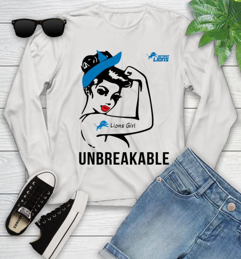 NFL Detroit Lions Girl Unbreakable Football Sports Youth Long Sleeve