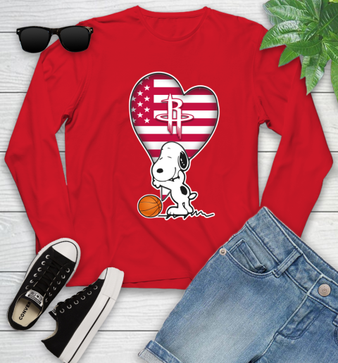 Houston Rockets NBA Basketball The Peanuts Movie Adorable Snoopy Youth Long Sleeve 11