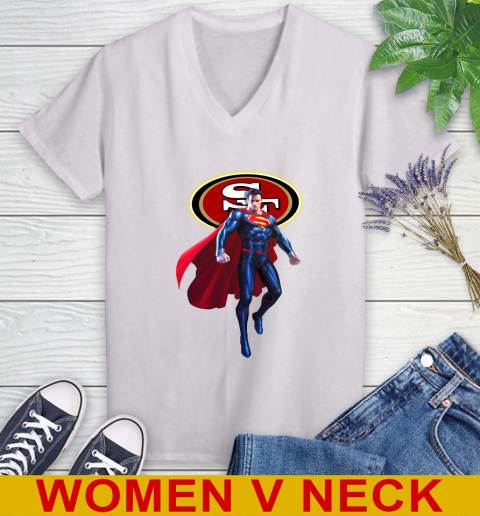 NFL Superman DC Sports Football San Francisco 49ers Women's V-Neck T-Shirt