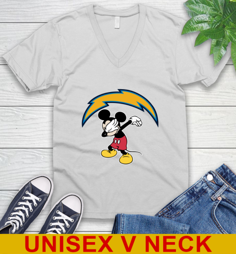 San Diego Chargers NFL Football Dabbing Mickey Disney Sports V-Neck T-Shirt