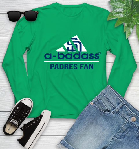 MLB A Badass San Diego Padres Fan Adidas Baseball Sports Youth Long Sleeve 7