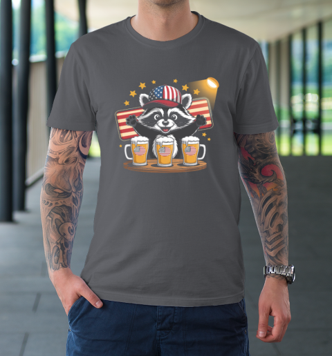 Raccoon red white and brew Funny Independence Day 4th of July T-Shirt 5