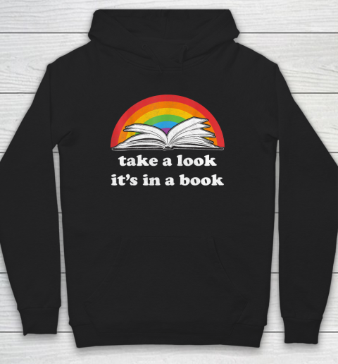 Take A Look It's In A Book Reading Vintage Retro Rainbow Hoodie