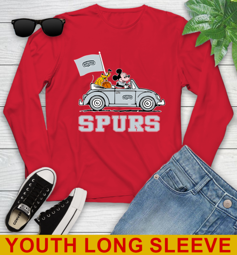 NBA Basketball San Antonio Spurs Pluto Mickey Driving Disney Shirt Youth Long Sleeve 11